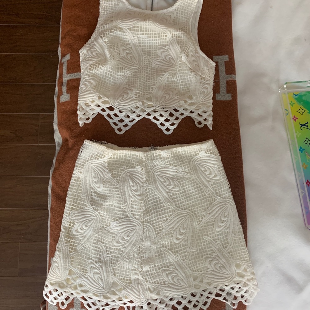 White mini skirt and top set